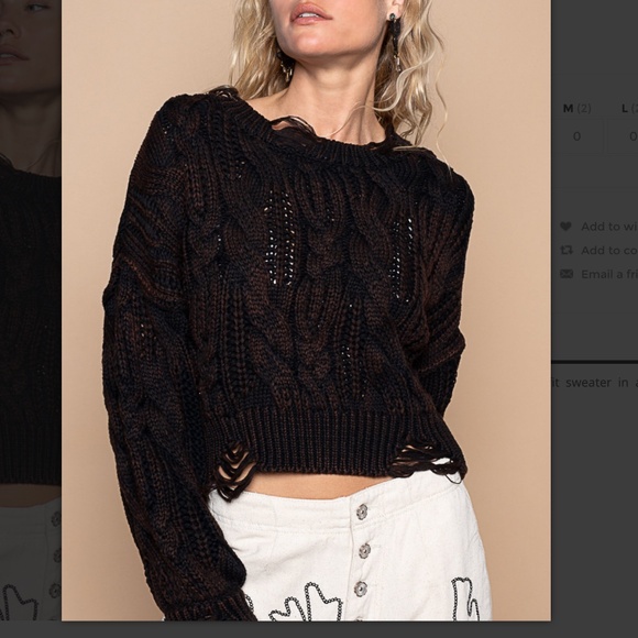 POL Sweaters - POL “ Chrissy” POL Vintage Washed Distressed Cropped Sweater 79
